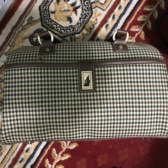 London Fog Oxford 360HL Houndstooth Satchel Cabin Bag Carry On Travel 8900